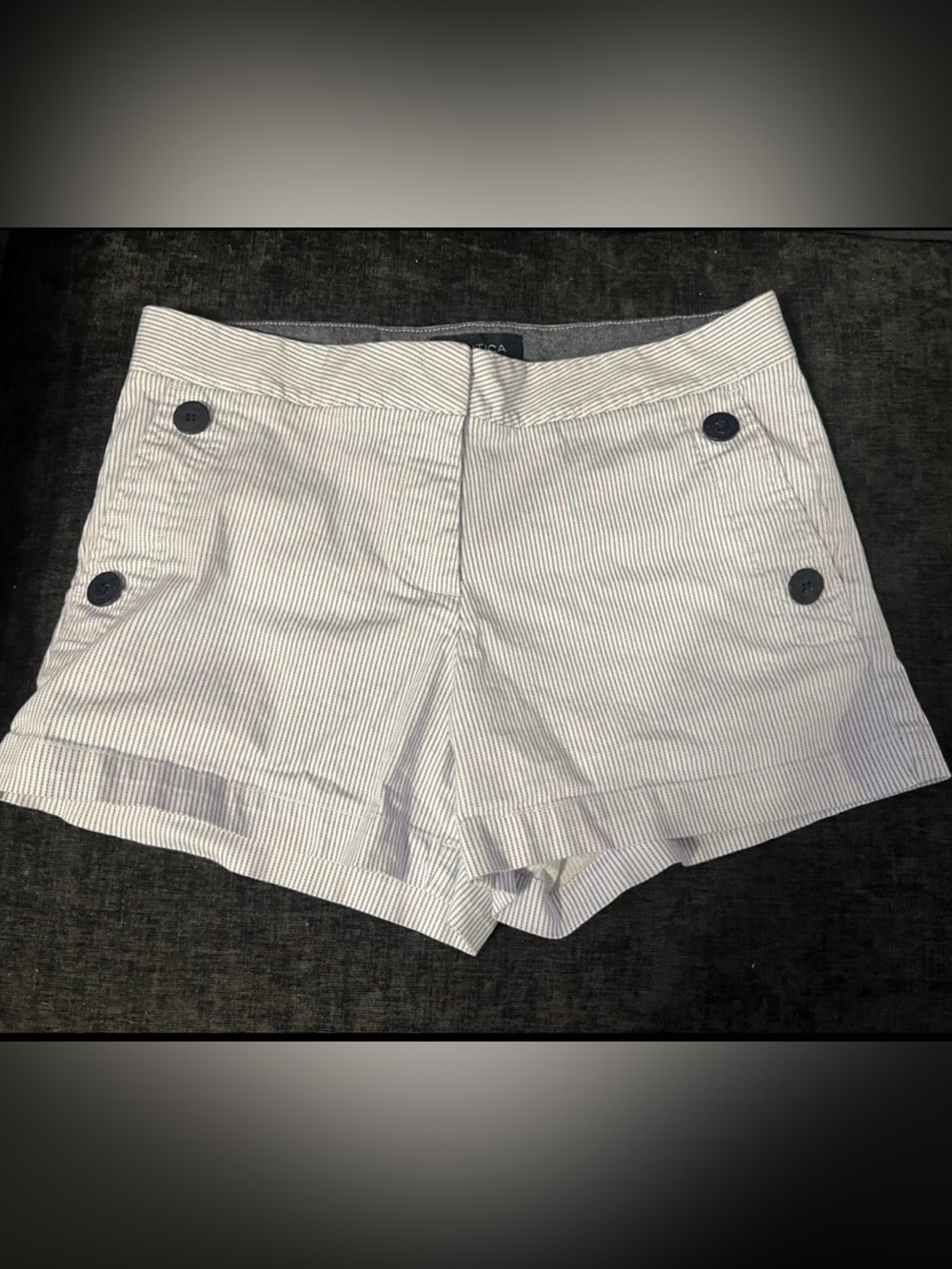 Nautica White with Navy Micro-Stripe High Waist Shorts